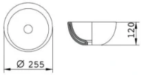 Conima Spot mini lavabo à poser rond 255 mm - noir mat - solid surface - sans trou de robinet - sans trop-plein