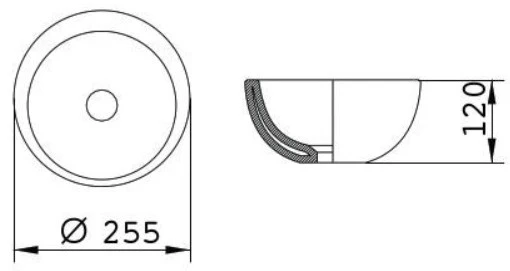 Conima Spot mini lavabo à poser rond 255 mm - noir mat - solid surface - sans trou de robinet - sans trop-plein