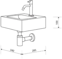 Conima Mini Delta ensemble lave-mains 340 x 285 mm - noir mat - avec trou de robinet - sans trop-plein - avec robinetterie eau froide, crépine et siphon