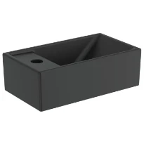 Ideal Standard i.life S lave-mains 370 x 210 mm - noir mat - avec trou de robinet gauche - sans trop-plein