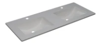Procasa Klaire vasque en céramique 1260 x 480 x 190 mm - 2 trou de robinet - avec trop-plein - blanc