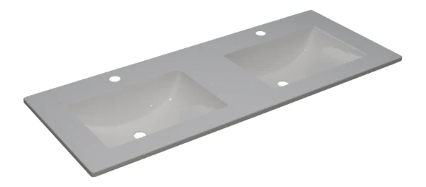 Procasa Klaire meubelwastafel 1200 x 450 mm - keramiek - wit - met kraangaten - met overloop