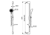 Hansa HansaAurelia set de douche 110 mm 3-jets avec barre 970 mm en flexible 1750 mm - chromé