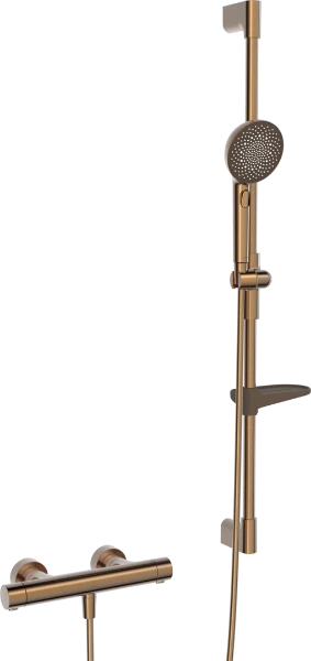 Hansa HansaPrisma thermostat de douche avec douchette 110 mm 3-jets avec barre 970 mm et flexible 1750 mm - bronze brossé