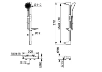 Hansa HansaPrisma thermostat de douche avec douchette 110 mm 3-jets avec barre 770 mm et flexible 1750 mm - chromé