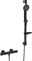 Hansa HansaPrisma thermostat de douche avec douchette 110 mm 3-jets avec barre 770 mm et flexible 1750 mm - noir mat