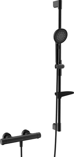 Hansa HansaPrisma douchethermostaat met doucheset 110 mm 3-jets met glijstang 970 mm en flexibel 1750 mm - zwart mat