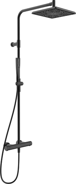 Hansa HansaAureliaa douchethermostaat met doucheset 110 mm 1-jet met regendouche 250 x 250 mm - met glijstang en flexibel 1750 mm - zwart mat