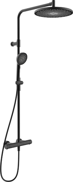 Hansa HansaAureliaa robinet thermostatique douche avec douchette 110 mm 3-jets avec douche à effet pluie 300 mm - avec barre et flexible 1750 mm - noir mat