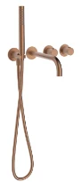 Procasa Vivo kit de finition pour thermostat de bain avec onduleur - bec de remplissage & baintte à main inclu - Brushed Copper PVD - cuivre brossé PVD