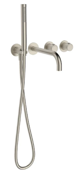 Procasa Vivo afwerkset badthermostaat met omsteller inclusief uitloop & handdouche - Brushed Nickel PVD - geborsteld mat PVD