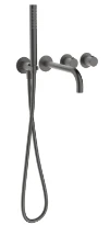 Procasa Vivo kit de finition pour thermostat de bain avec onduleur - bec de remplissage & baintte à main inclu - Gun Metal PVD - acier mat PVD