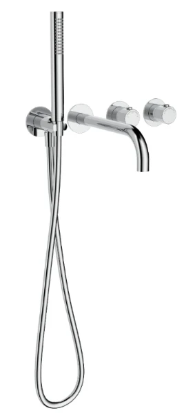 Procasa Vivo afwerkset badthermostaat met omsteller inclusief uitloop & handdouche - Chroom