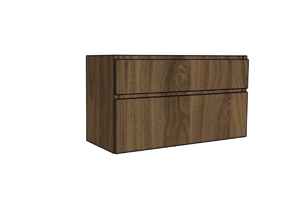Procasa Klaire 65 - sous meuble lavabo avec 2 tirroirs 1200 x 435 x 650 mm - découpe central - walnut