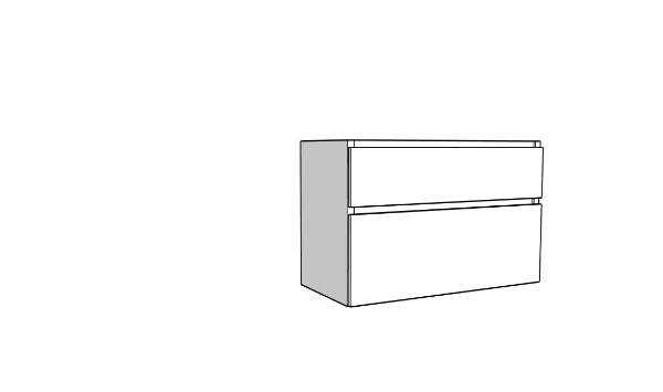KL2962 Procasa Klaire 65 - wastafelonderkast met 2 laden 1000 x 435 x 650 mm - uitsparing in het midden - wit
