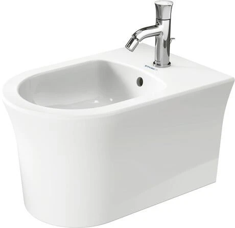 Duravit White Tulip Bidet suspendu, Blanc brillant, 540 mm, Plage de robinetterie, Nombre de trous de robinetterie par espace de toilette: 1, Trop-plein, Fixation cachée incl.