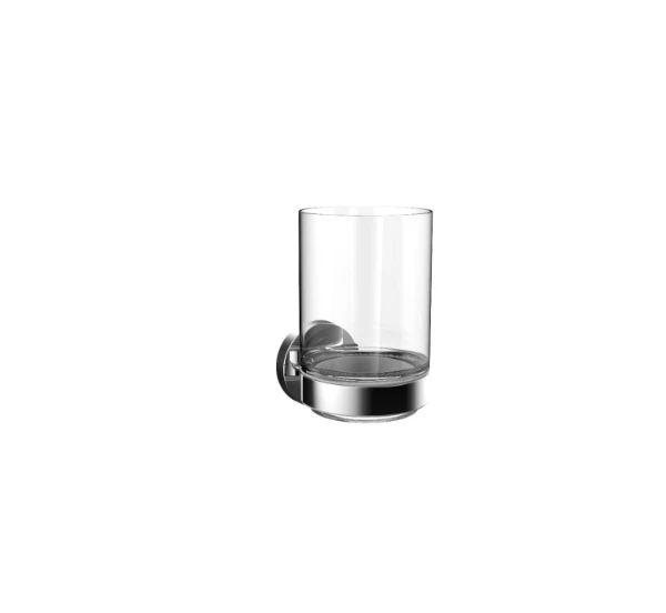 Emco Round glashouder, drinkglas kristalglas helder, chroom