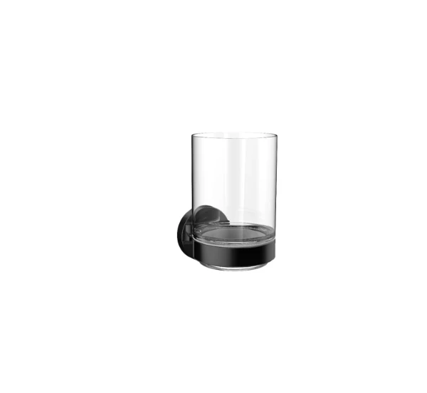 Emco Round glashouder, drinkglas kristalglas helder, zwart