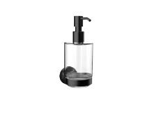 Emco Round zeepdispenser, flacon kristalglas helder, zwart