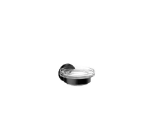 EMCO Round porte-savon, porte-savon verre de cristal claire, noir