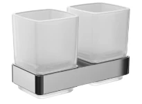 EMCO Loft, dubbele glashouder, wandmodel, kristalglas gesatineerd, chroom
