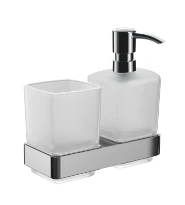 EMCO Loft, glashouder/zeepdispenser, glas gesatineerd, pomp kunststof, chr
