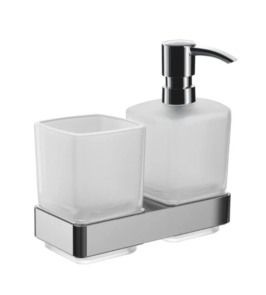 EMCO Loft, glashouder/zeepdispenser, glas gesatineerd, pomp kunststof, chr