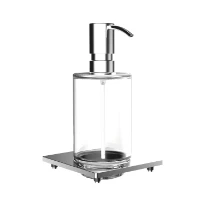 EMCO Liaison, zeepdispender voor reling, kristalglas helder, 240ml, chroom