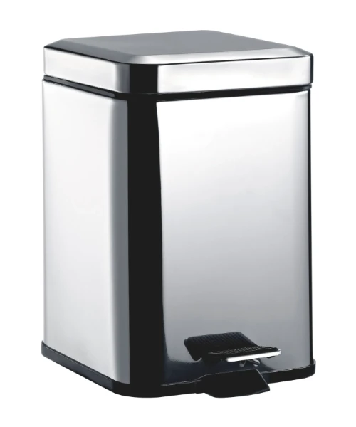 EMCO System2, poubelle avec couvercle, 5 litres, modèle à poser, carré, chromé