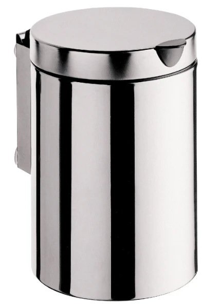 Emco System 2 afvalemmer met klep, 3 liter, wandmodel, rond, chroom