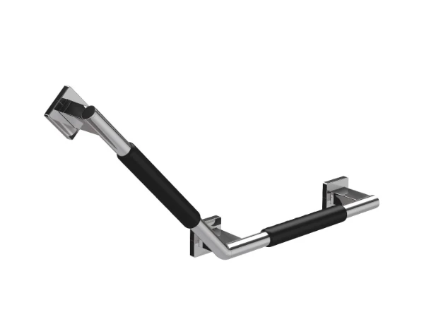 EMCO System2, handgreep gebogen, ommanteling zwart, rechts, 135°, chroom