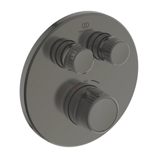 Ideal Standard Ceratherm Navigo T set de finition pour robinet thermostatique bain encastré rond - Brushed Gun Metal
