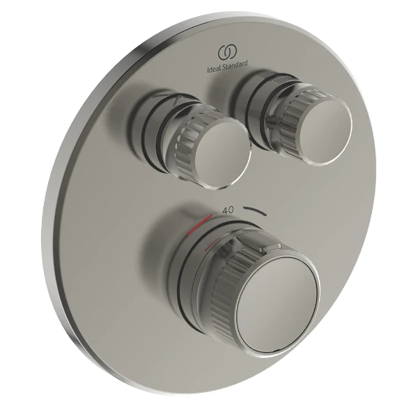 Ideal Standard Ceratherm Navigo T set de finition pour robinet thermostatique bain encastré rond - look inox