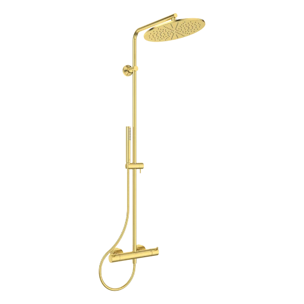 Ideal Standard Ceratherm T125 système de douche avec Ceratherm T125 - IdealRain douchette en stick avec 1 fonction - 8 l/min - douche de tête 300 mm - 12 l/min et IdealFlex 1750 mm. - Brushed Gold