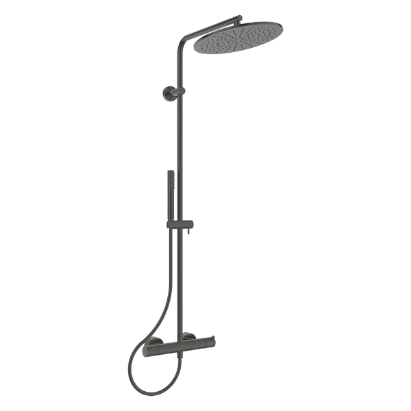 Ideal Standard CeraTherm T125 douchesysteem met CeraTherm T125 - IdealRain staafhanddouche met 1 functie - 8 l/min - hoofddouche 300 mm - 12 l/min en IdealFlex 1750 mm. - Brushed Gun Metal