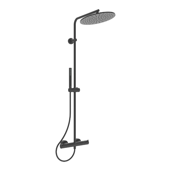Ideal Standard CeraTherm T125 douchesysteem met CeraTherm T125 - IdealRain staafhanddouche met 1 functie - 8 l/min - hoofddouche 300 mm - 12 l/min en IdealFlex 1750 mm. - Silk Black