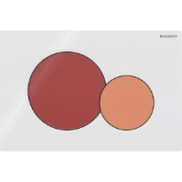 Plaque de déclenchement Geberit Sigma01 pour rinçage à 2 volumes - pour WC Bambini - Plaque  - blanc - Touche quantité totale  - rouge carmin - Touche quantité partielle  - orange