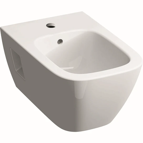 Bidet suspendu Geberit Renova Plan forme semi-fermée - T 54cm - Trop-plein Visible - Blanc