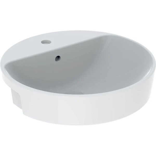 Geberit VariForm halve inbouwwastafel rond 500 mm - wit - met kraangat - met overloop