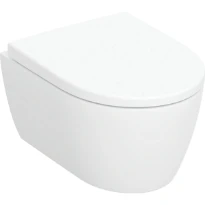 Set de WC suspendu à fond creux Geberit iCon,compact - forme fermée - Rimfree - avec siège de WC - T 49cm - Mécanisme softclose Oui - Charnières Quick Release Verrouillable - Fixation Par le haut - Bl