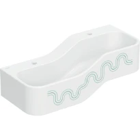 Geberit Bambini lavabo 900 x 390 mm - Vert forêt - avec trou de robinet - sans trop-plein - jeu et paysage de lavage - pour 2 robinets de lavabo - lavabo plus profond à gauche