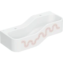 Geberit Bambini lavabo 900 x 390 mm - Cramoisi - avec trou de robinet - sans trop-plein - jeu et paysage de lavage - pour 2 robinets de lavabo - lavabo plus profond à gauche