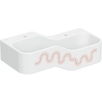 Geberit Bambini lavabo 900 x 390 mm - Cramoisi - avec trou de robinet - sans trop-plein - jeu et paysage de lavage - pour 2 robinets de lavabo - lavabo plus profond à droite