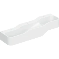 Geberit Bambini lavabo 1400 x 390 mm - blanc - avec trou de robinet - sans trop-plein - jeu et paysage de lavage - pour 3 robinets de lavabo - lavabo plus profond à gauche