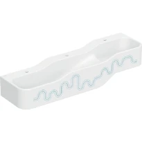 Geberit Bambini lavabo 1400 x 390 mm - Bleu océan - avec trou de robinet - sans trop-plein - jeu et paysage de lavage - pour 3 robinets de lavabo - lavabo plus profond à gauche