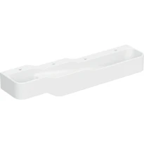 Geberit Bambini lavabo 1800 x 390 mm - blanc - avec trou de robinet - sans trop-plein - jeu et paysage de lavage - pour 4 robinets de lavabo - lavabo plus profond à droite