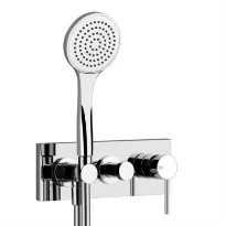 Gessi Via Tortona Parties apparentes mitigeur douche mural deux sorties avec inverseur, alimentation de l’eau murale, support, flexibles de raccondement 1,50 m et douchette anticalcaire chromé