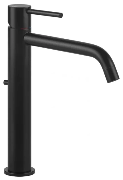 GESSI Via Tortona Mitigeur lavabo réhaussé, bec long. Avec vidage et flexibles de raccordement. Noir XL