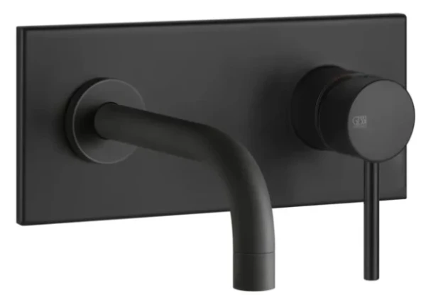 GESSI Via Tortona Parties apparentes pour mitigeur lavabo mural avec bec court sans vidage. Noir XL