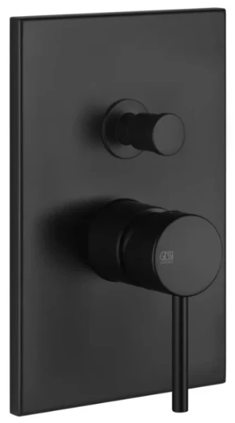 Gessi Via Tortona Parties apparentes mitigeur mural avec inverseur automatique bain-douche deux sorties Noir XL